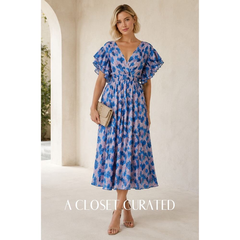 Tracy Reese Hope for Flowers Goddess Maxi Dress Medium Pink Blue NWT